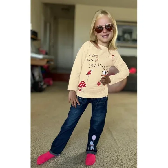 Toddler Girl Clothes Baby Girl Long Sleeve Top + Jeans Pants with Pockets 2 Piec - Picture 4 of 5